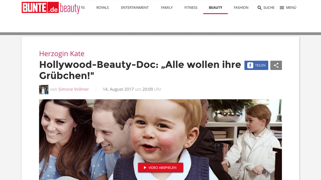 Article: Duchess Kate: Hollywood Beauty-Doc: “Everyone wants their dimples!”