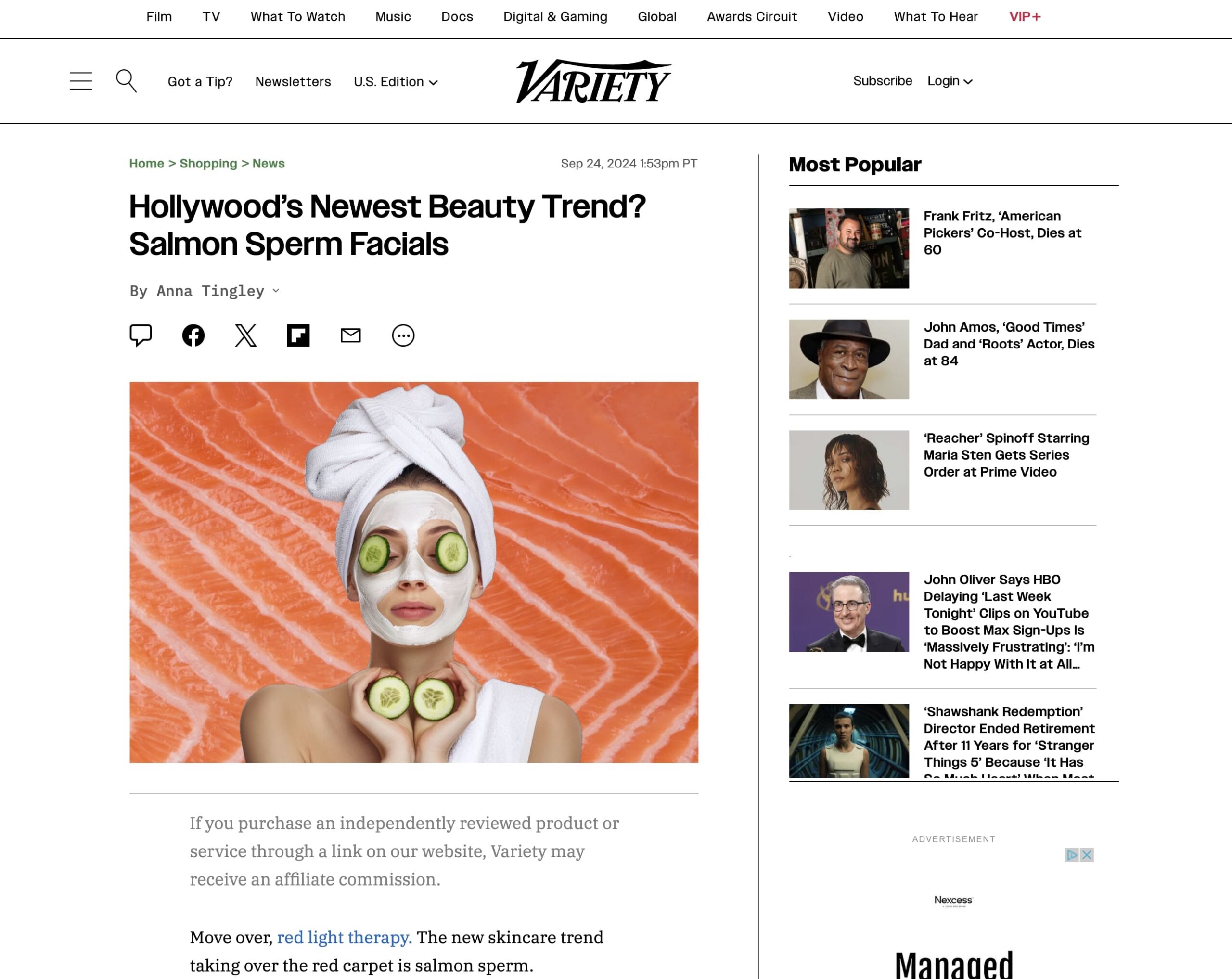 Article: Hollywood’s Newest Beauty Trend? Salmon Sperm Facials